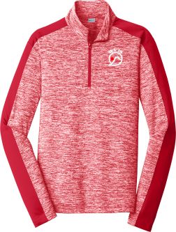Sport-Tek Electric Heather Colorblock 1/4-Zip Pullover, Deep Red Electric/ Deep Red